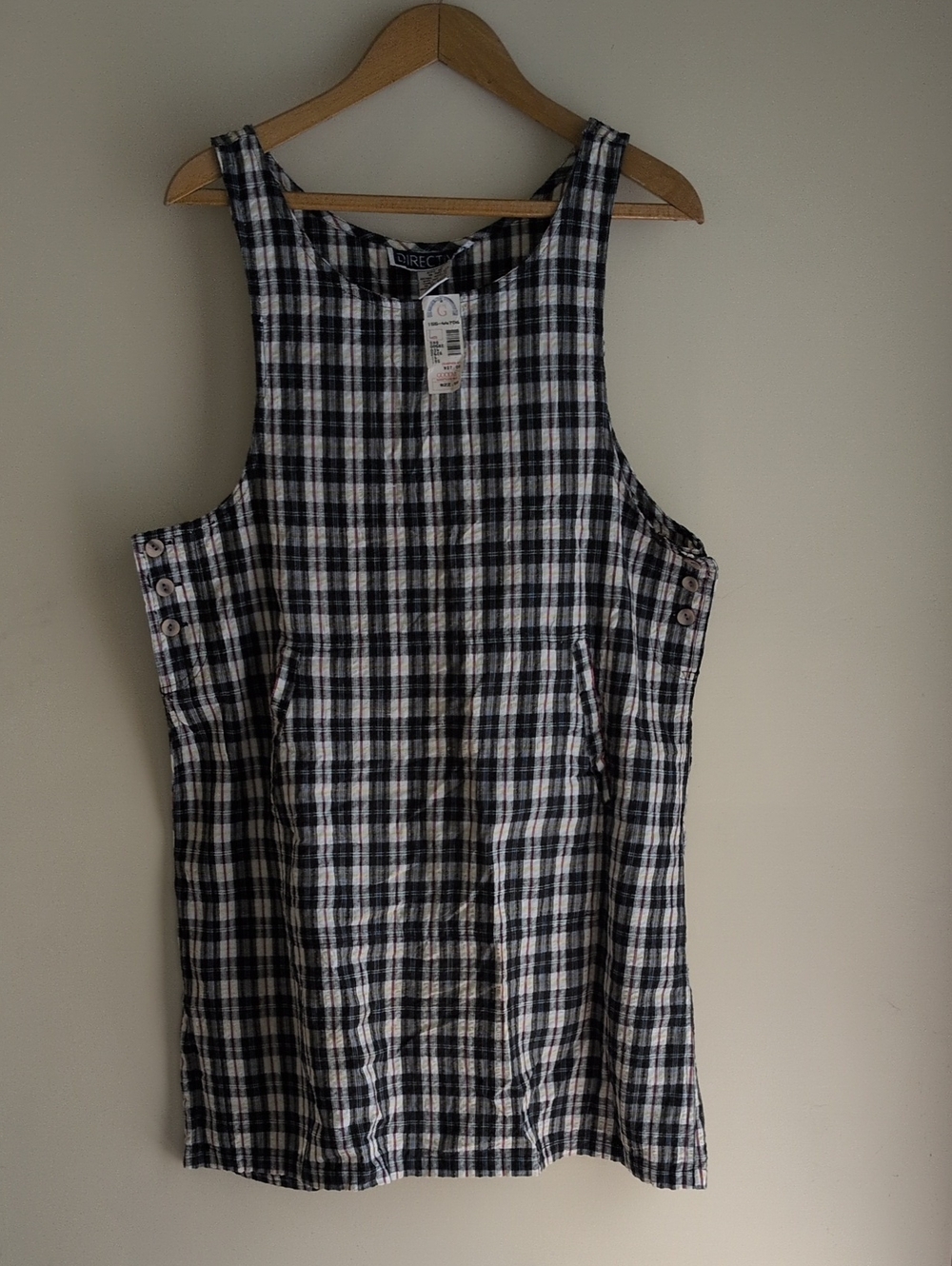 Vintage 90s Directive Plaid Jumper Dress NWT – 100% Cotton, Schoolcore Cottageco